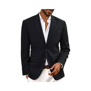 2026 Trendy Plus Size Men's Custom Single Breasted V-neck Italian Style Suit Jacket Polyester Rayon Black Waterproof Breathable