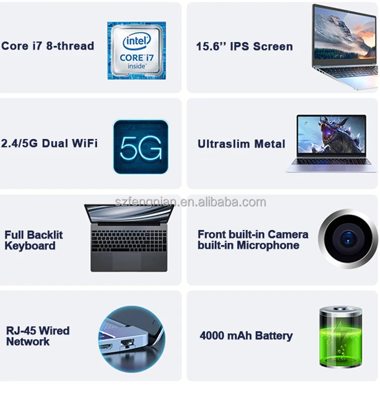 15.6 inch Core i7-6700HQ 3.50GHz laptops 8GB 16GB RAM SSD HDD Win10 oem odm notebook computer pc