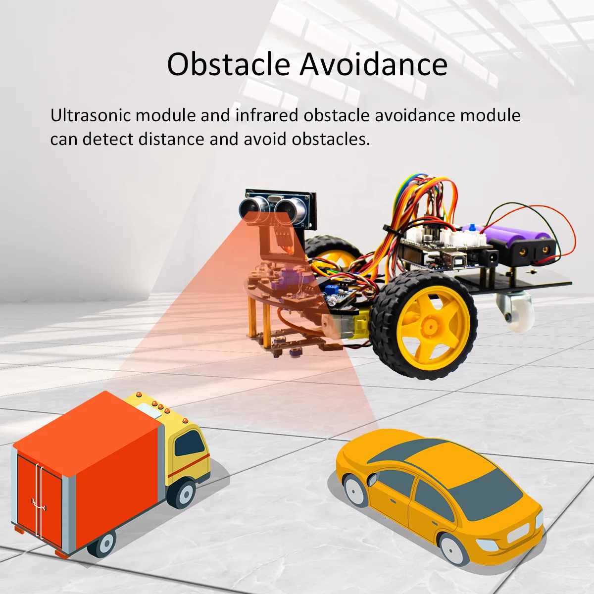 LAFVINスマートロボットカー2WDシャーシキットロボットSTEM用に