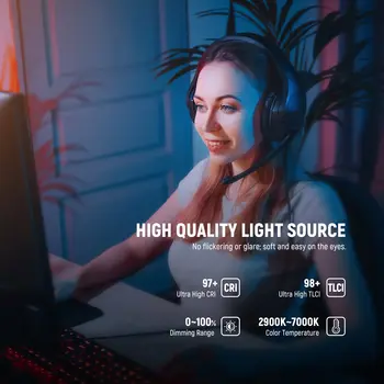 NEEWER 15.5" Key Streaming Light LED Studio Video Light Kit Led Panel Light with C-Clamp Stand for Gaming Video Recording detail image