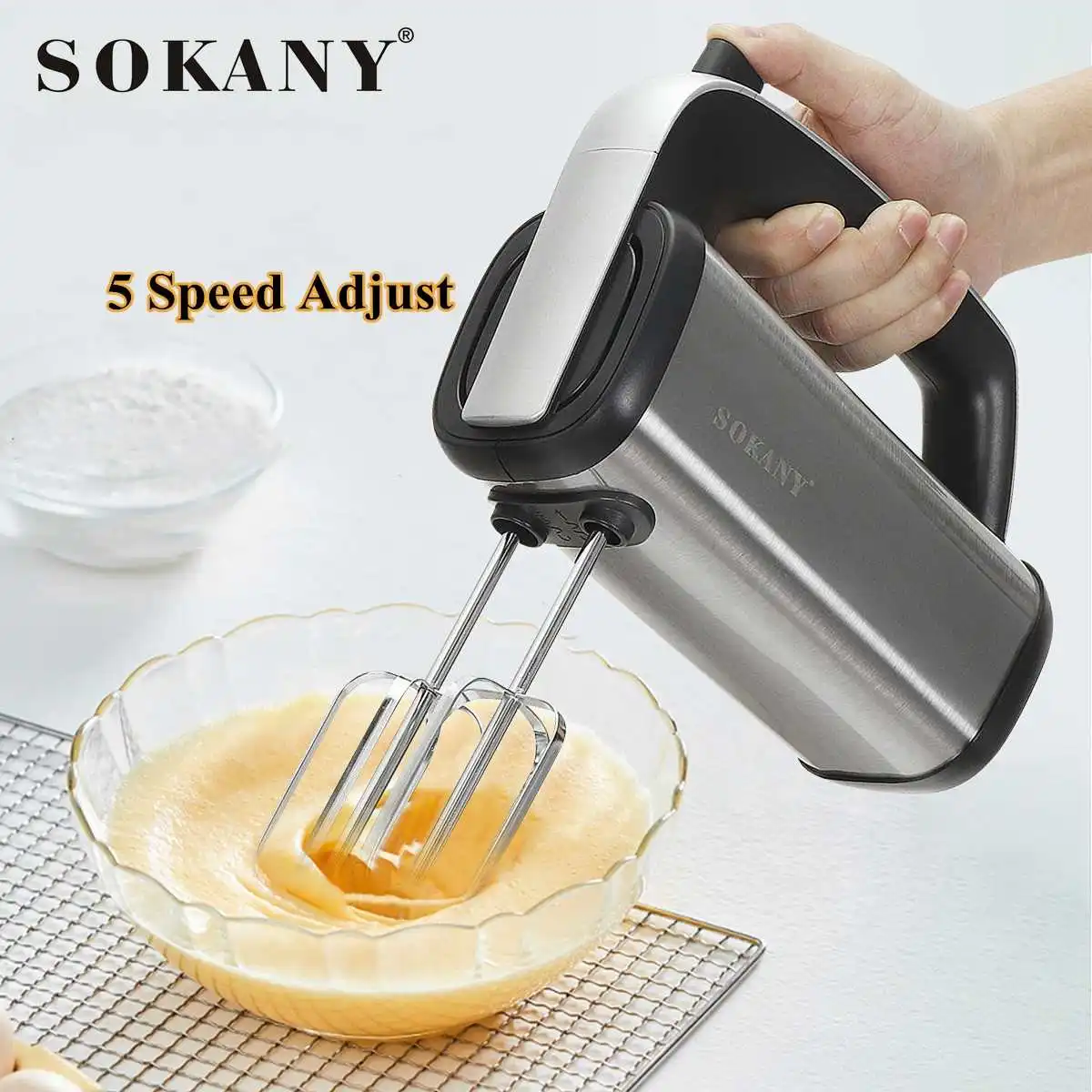 SK6630 Electric Hand Mixer Kitchen Handheld Mixer 5 Speed Powerful with  Turbo for Baking Cake Lightweight - AliExpress