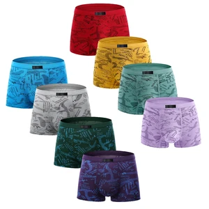 Mens Cotton Boxer Briefs Multi Color Pattern Comfortable Modal Underwear Man Bamboo Spandex Trunks