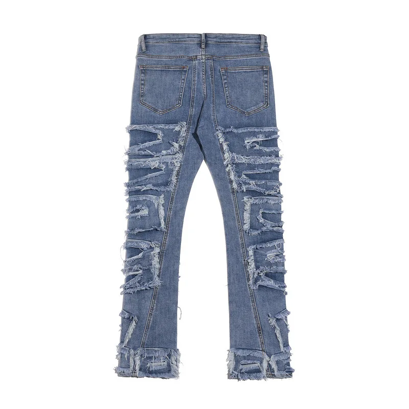 Pánské stylové boyfriend džíny s rozšířenými rukávy, nový design, streetstyle, modré rip džíny_voghion.com