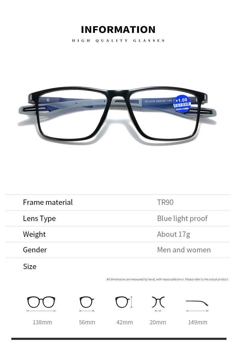 2023 New Vintage Reading Glasses Tr90 Sports Light Anti Blue Light