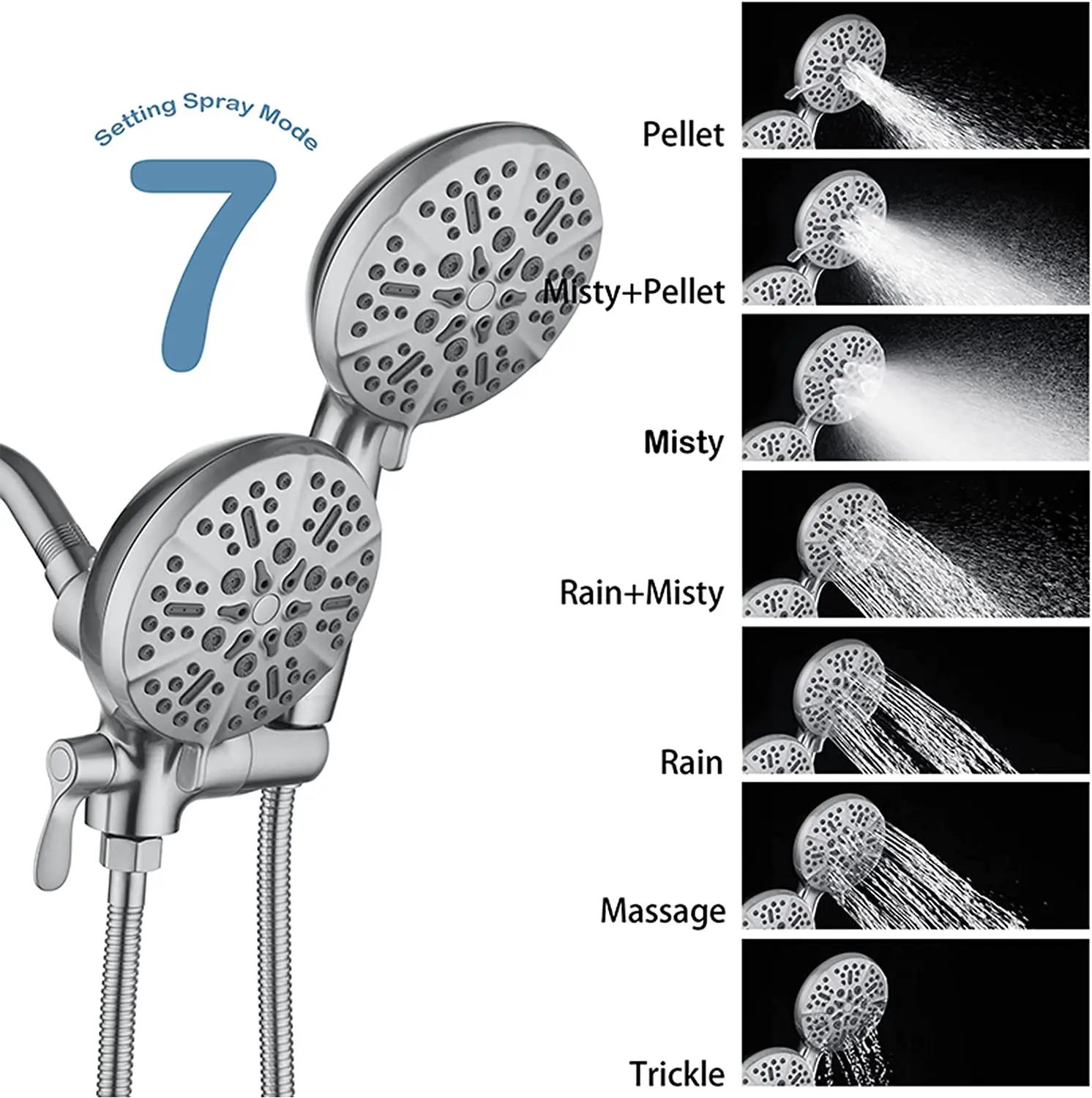 Handheld Showerhead & Rain Shower Combo High Pressure Hand Shower With ...