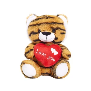Custom Design Plush Toy tiger Stuffed Toy Wild Jungle Animal tiger Toy with Red Heart