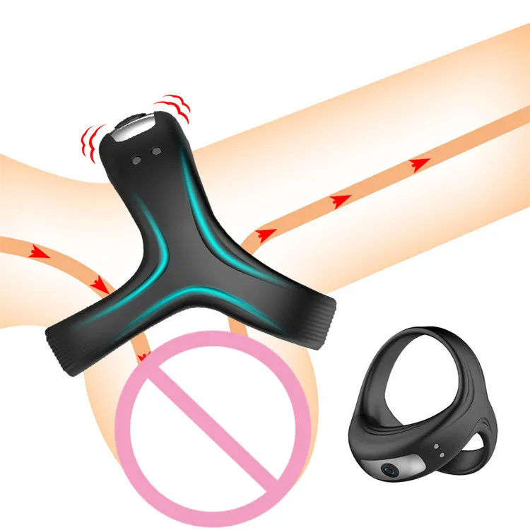 Black Delayed Ejaculation Glans Cock Ring - 10 Frequency Vibrating Silicone Penis  Ring for Men - Waterproof Sex Toy