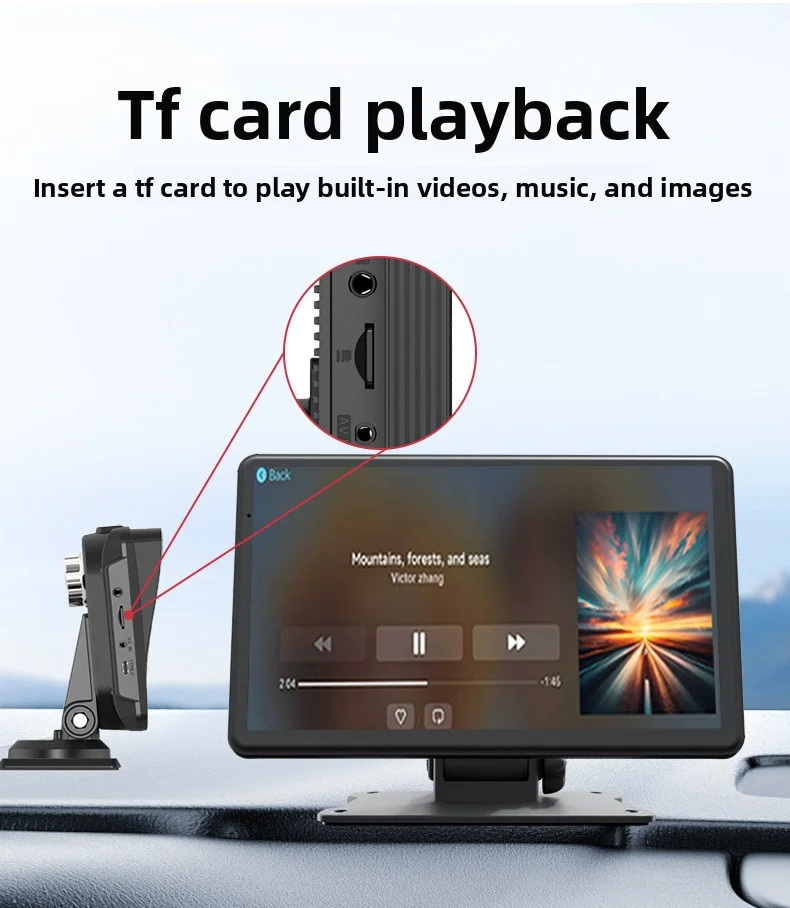 7-Inch Wireless CarPlay Adapter with Screen Mirroring MP5 Player Wired to Wireless CarPlay Navigator