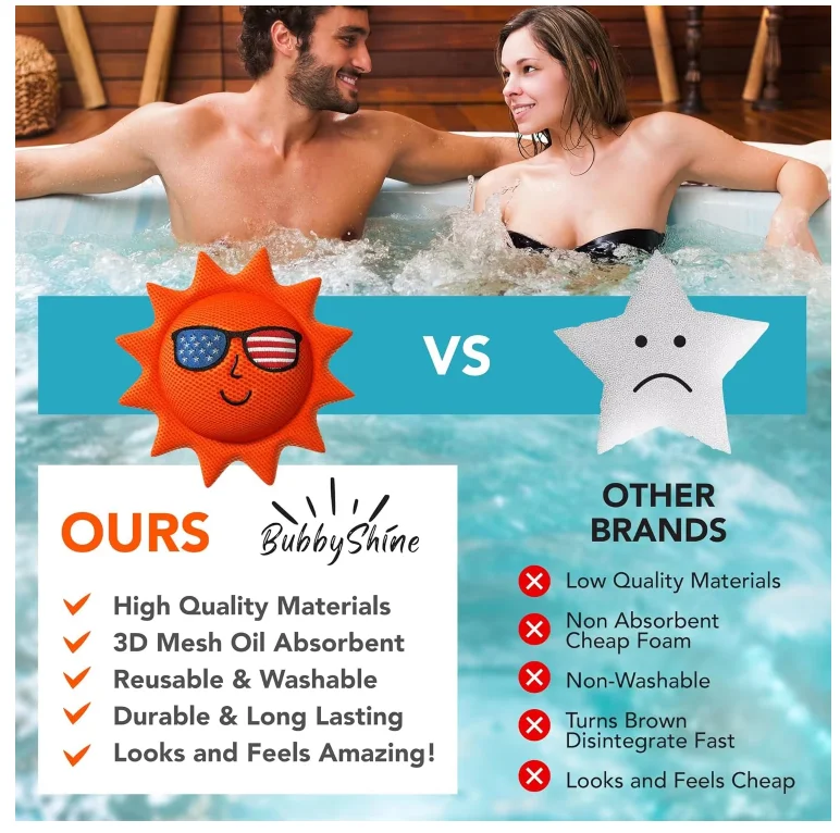 Reusable Hot Tub Scum Absorber - Floating Oil Absorbing Sponge and Skimmer for Spa and Pool Cleaning Oil Remover Scum Cleaner
