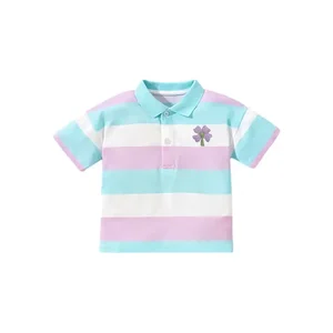 Customizable Fashion Short Sleeve Summer Shirts 100% Cotton Stripes Boys T-Shirt Polo Shirts