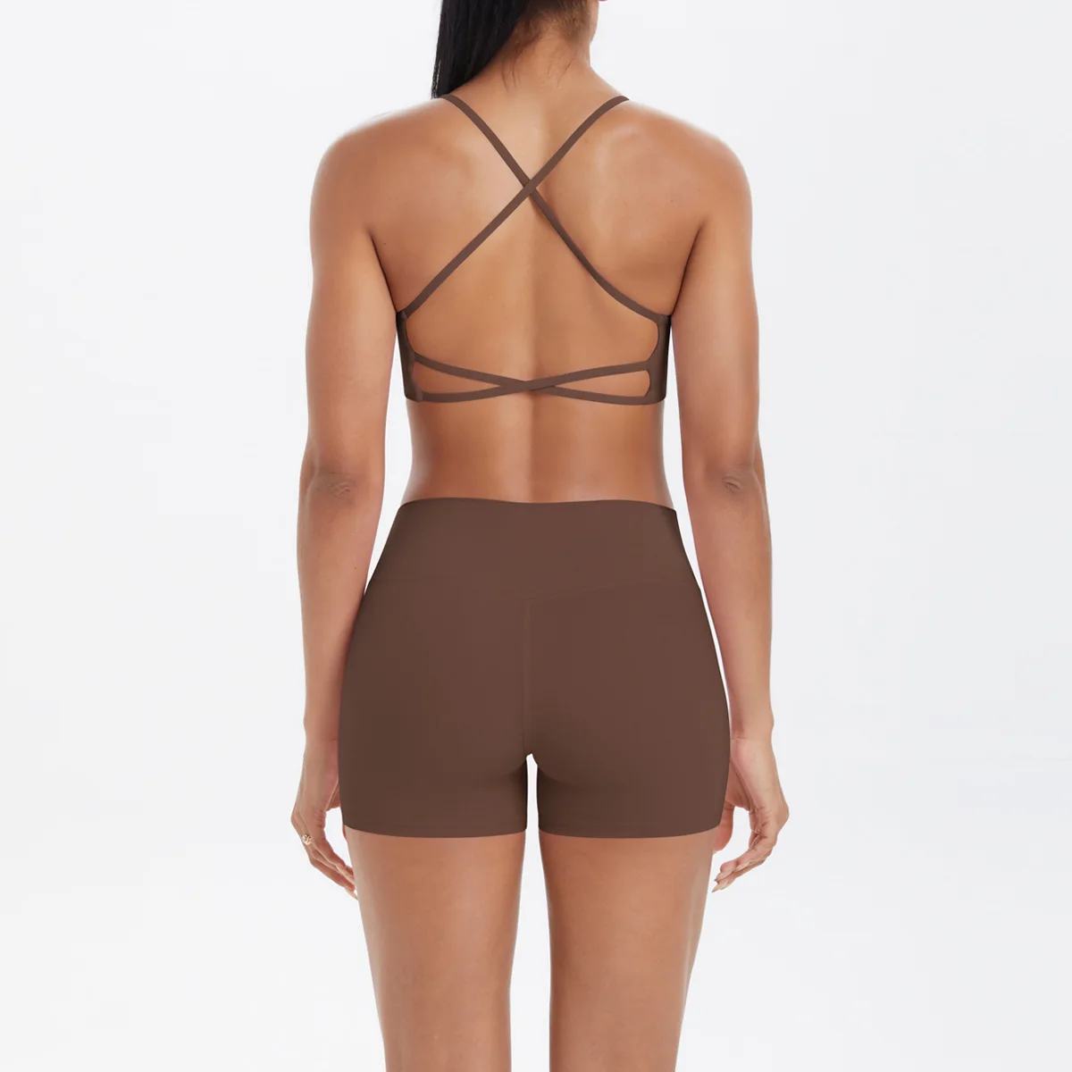 Cloud-feel Brushed Fabric Breathable Camisole Sports Bra Crisscross Straps High Waist Be preview