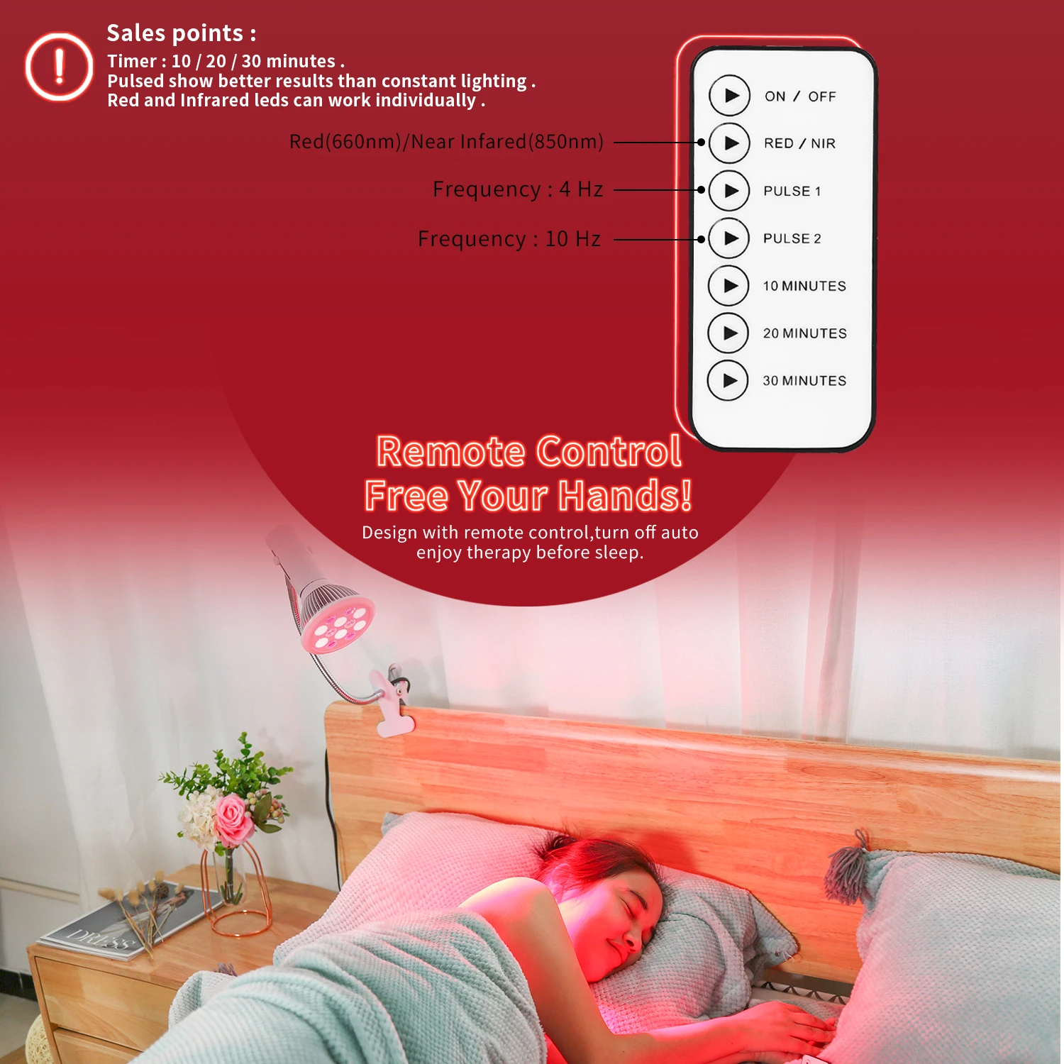 Portable  Pulsed Led Light Red Therapy Device 660nm 850nm Red Light Therapy for Joint Pain