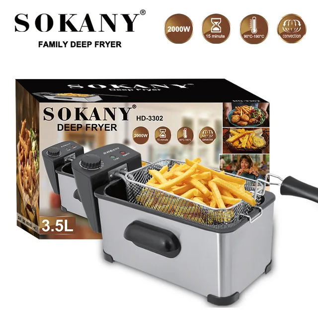 Electric Fryer with basket thermostat adjustable power 2000W