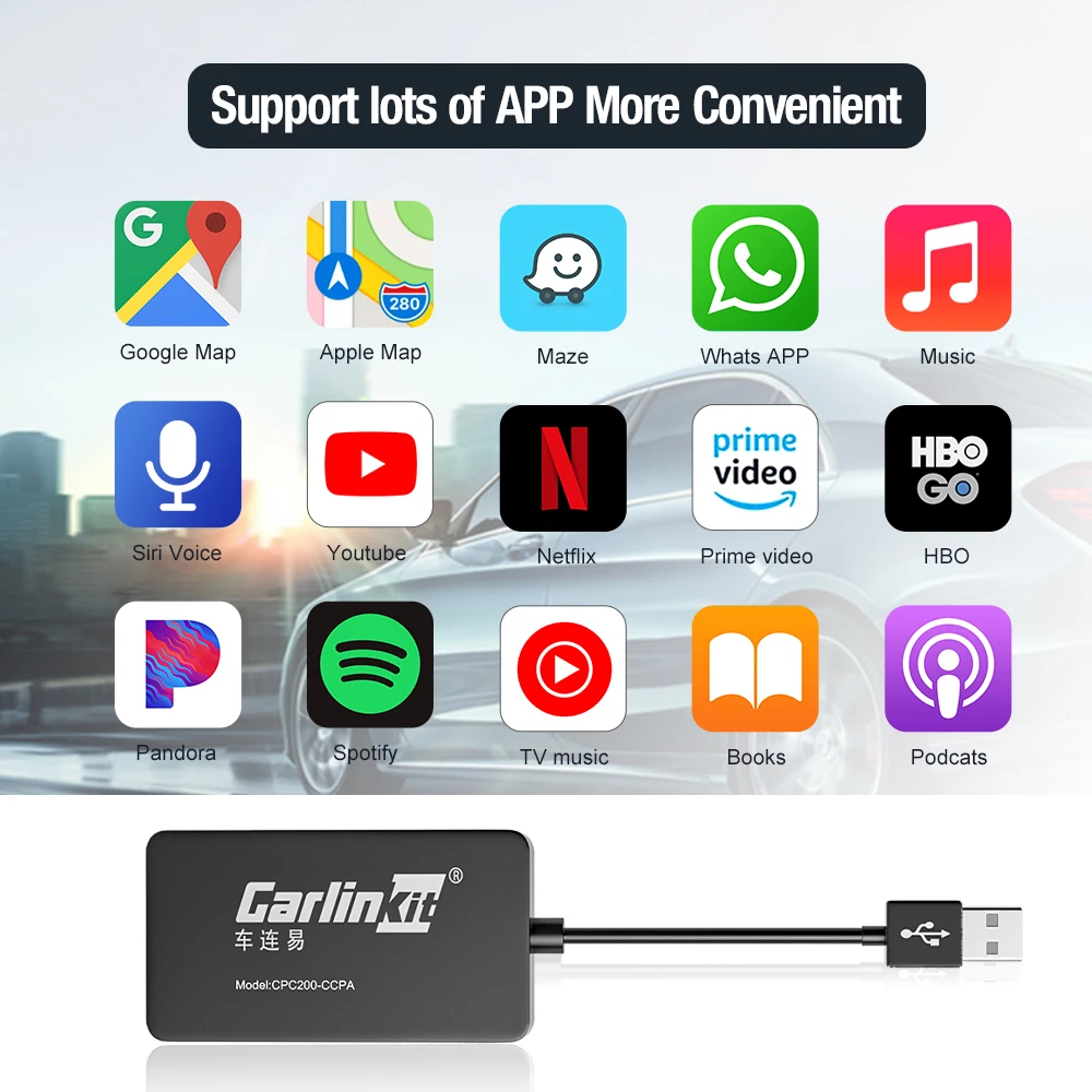 CarLinKit USB Dongle - Wireless Apple CarPlay and Android Auto