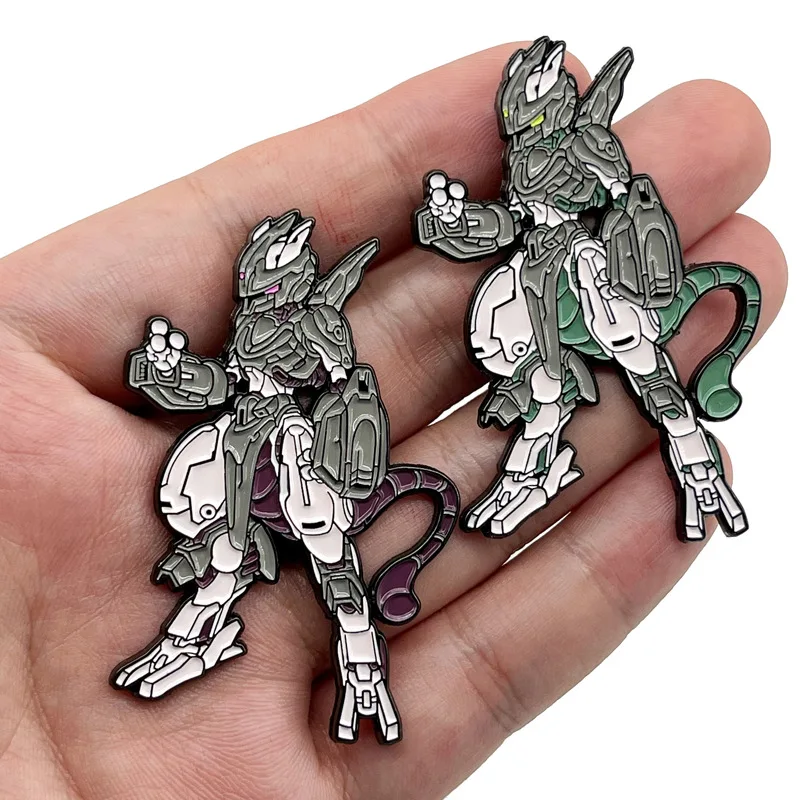 Metal hard enamel pin mechanical robot brooch punk futuristic metal backpack decoration lapel pin custom factory