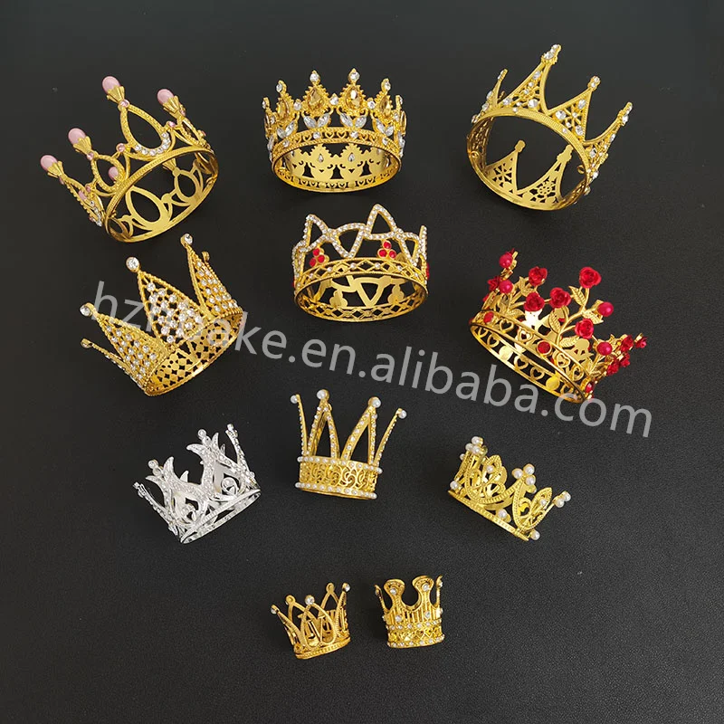 Gold Metallic Mini Crowns Bouquet Crown with Diamonds Wedding Queen ...