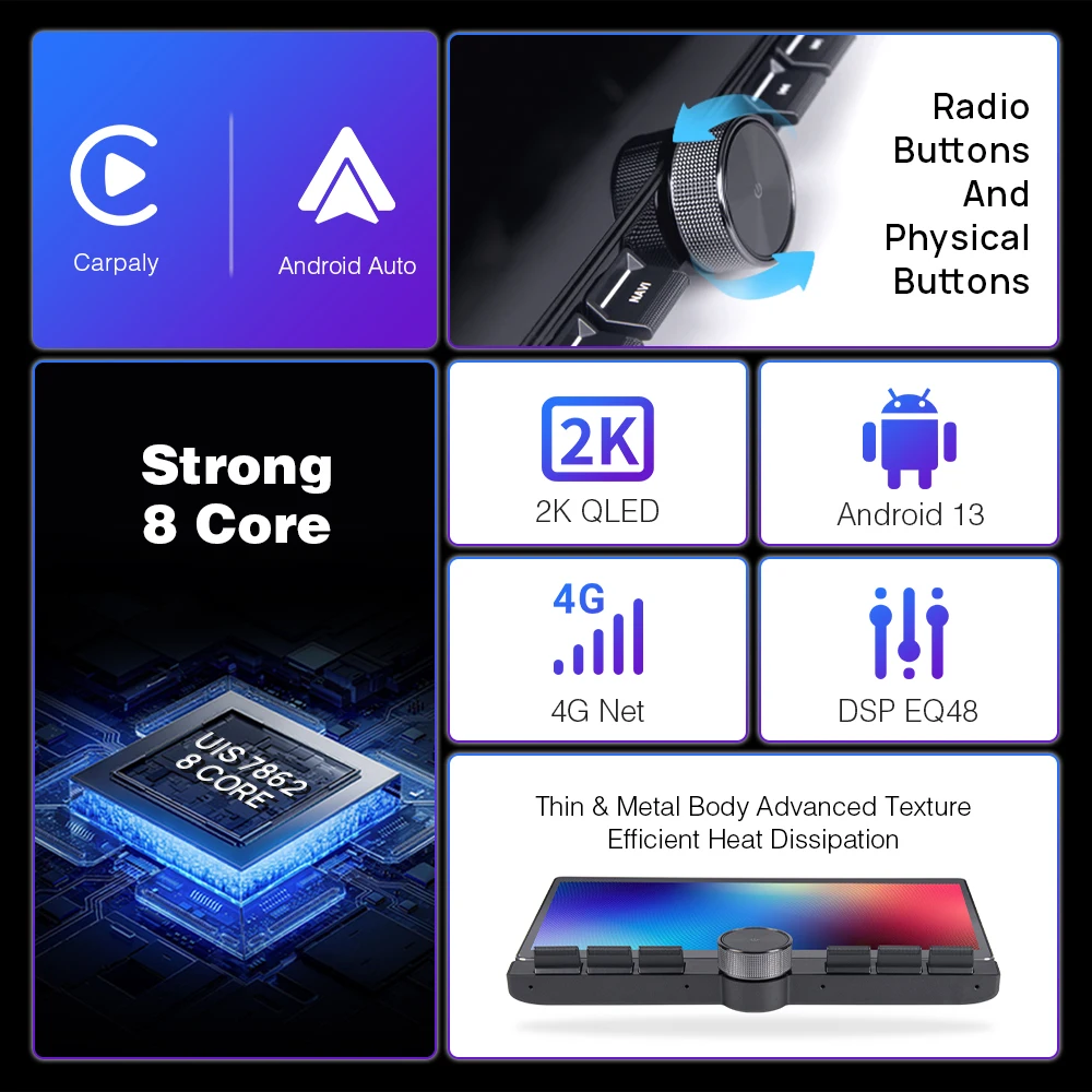 Universal Diamond 2k QLED Android Car Screen 8Core TS10 TS18  Double Knob for Renault Clio Captur Megane Kadjar Scenic Talisman