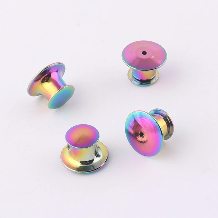 rainbow Brass Flat Head Lapel Tie Tack Locking Clutch Pin Back