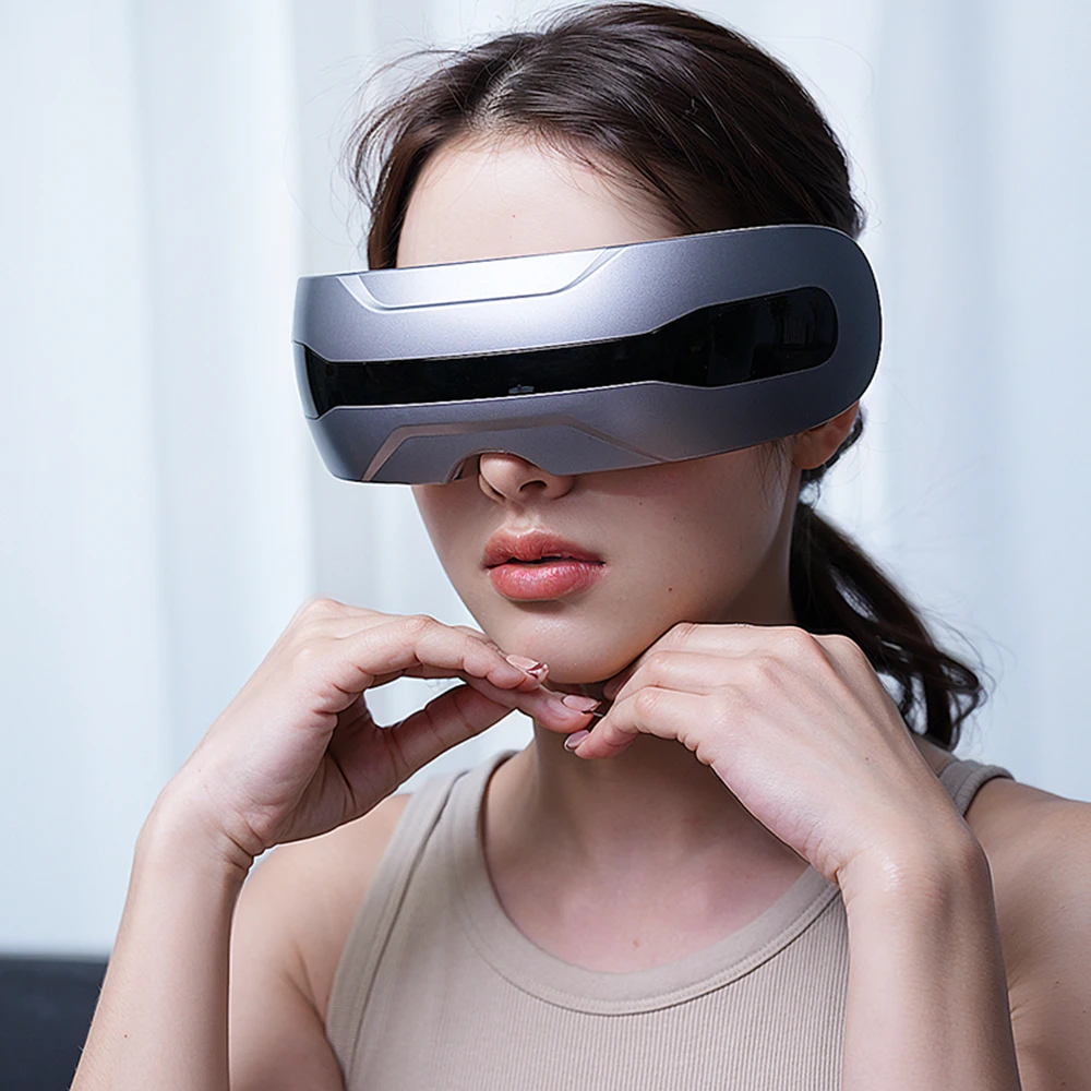 Multi-Function Silicone Electric Rechargeable Smart 3d Eye Massager with Visual Display Window for Stress Relief