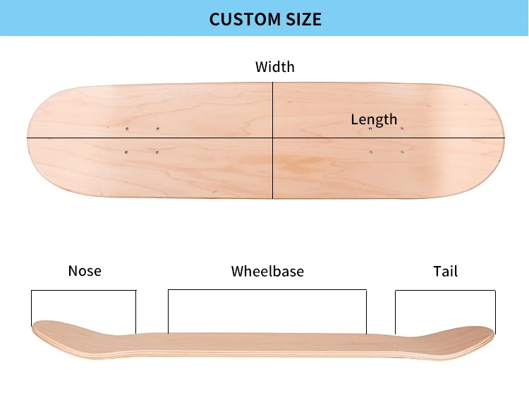 Wholesale 7 Layers Deep Concave Custom Blank Birch Wood Skate Board Skateboard Deck For Wall Art