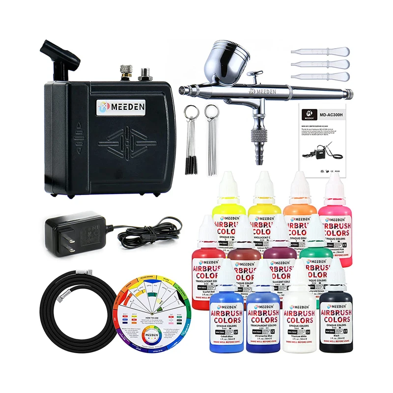 MEEDEN White Mini Airbrush Set, 12 Colors  Meeden, Portable air  compressor, Compressor