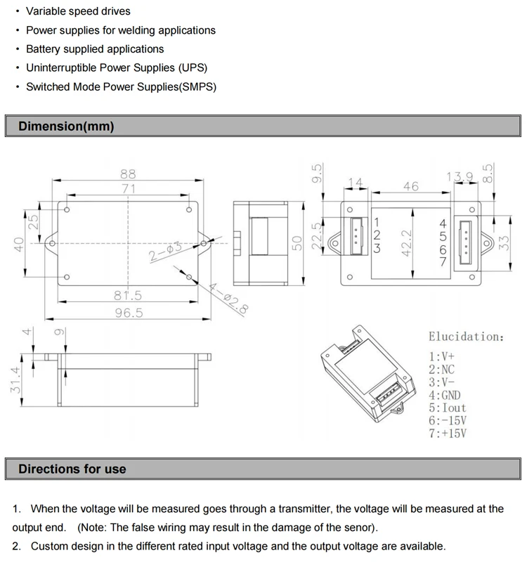 Loulensy DC Voltage Transducer Voltage Sensor Transmitter Transformer Input 0-50V DC Output 0-10V DC