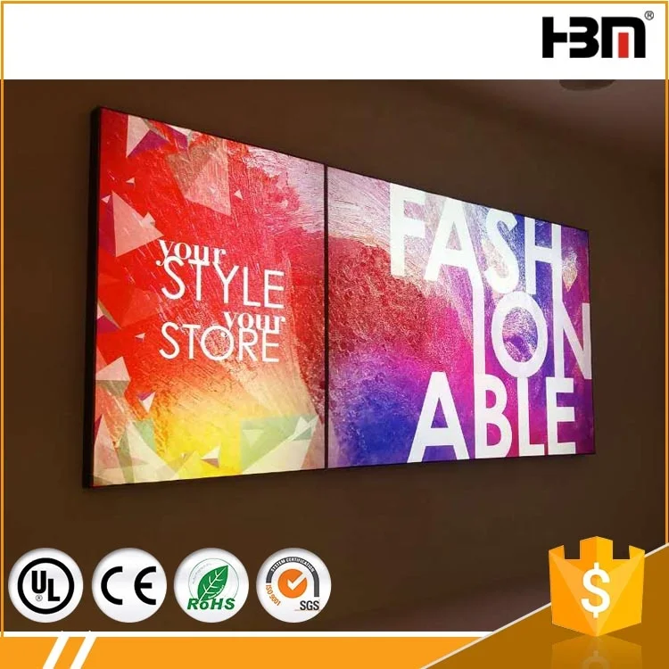 50mm Thick Flex Banner Cloth Graphic Frameless Fabric Light Box With Rubber Seal