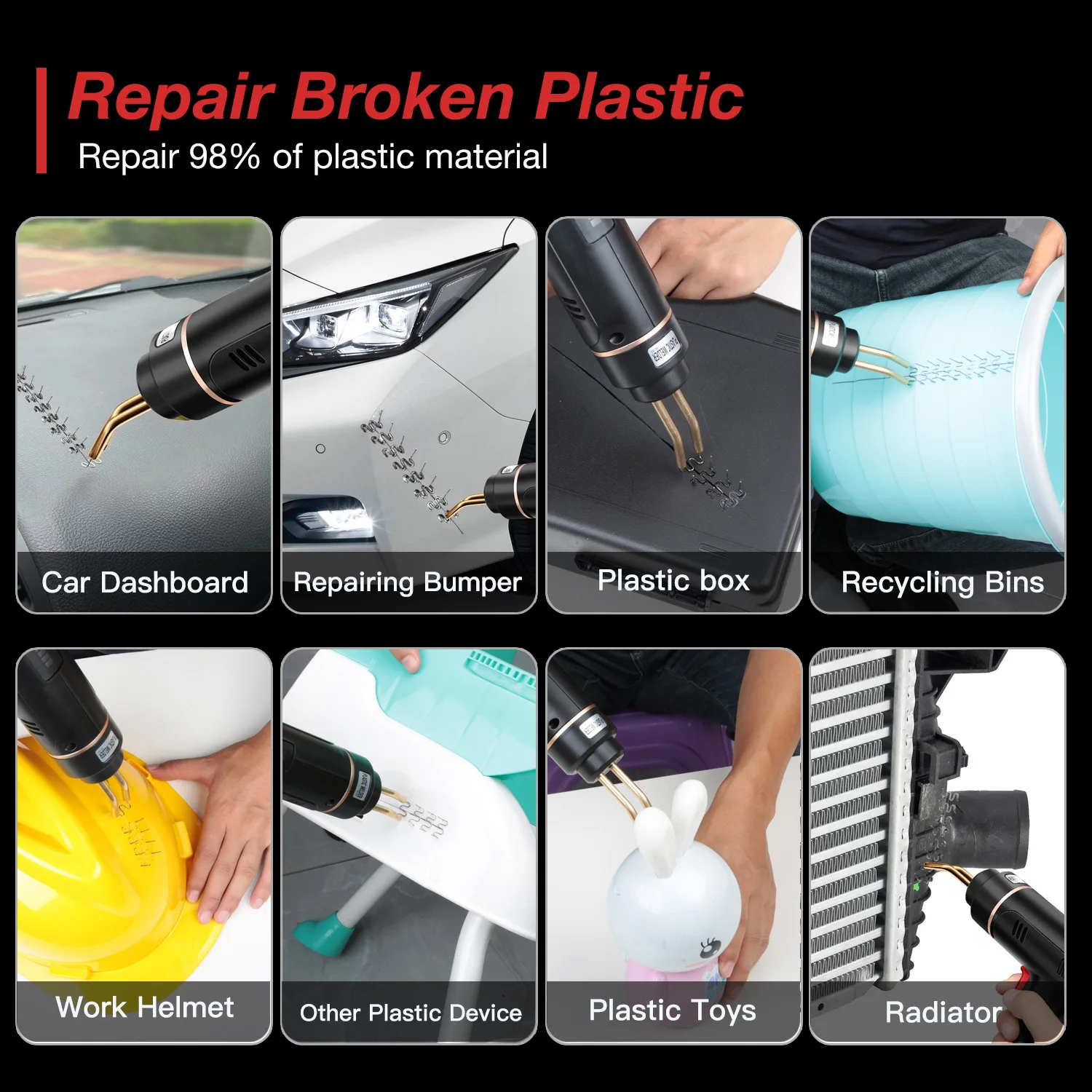 200W Cordless Rechargeable Bumper Crack Repair Kit Plastic Welding Kit