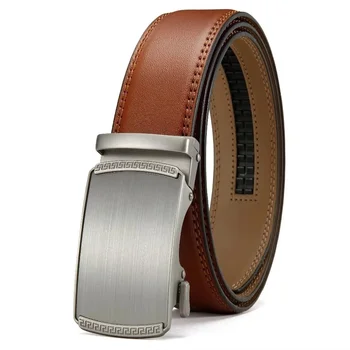 Top Quality Brown Custom Business Belt Men Genuine Luxury Leather Waist Strap Male Automatic Buckle Jeans Belts for Men