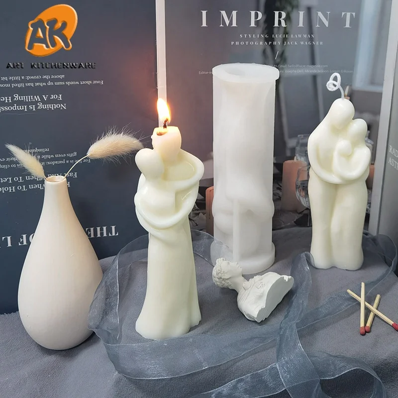 Stampo In Silicone Per Candela Uomo E Donna Abbracciati - Forma Astratta Per Resina, Gesso, Sapone - Regalo Romantico Fai Da Te - 3