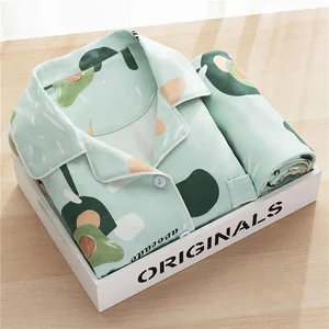 Wholesale Pajamas Women's Spring and Autumn Long-sleeved Lapel Cardigan Home Service Cartoon Ladies Can Wear Two-piece Set