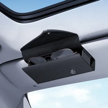 2025 New Luxury Leather Car Sun Visor Sunglasses Box Bracket Car Glasses Storage Clip