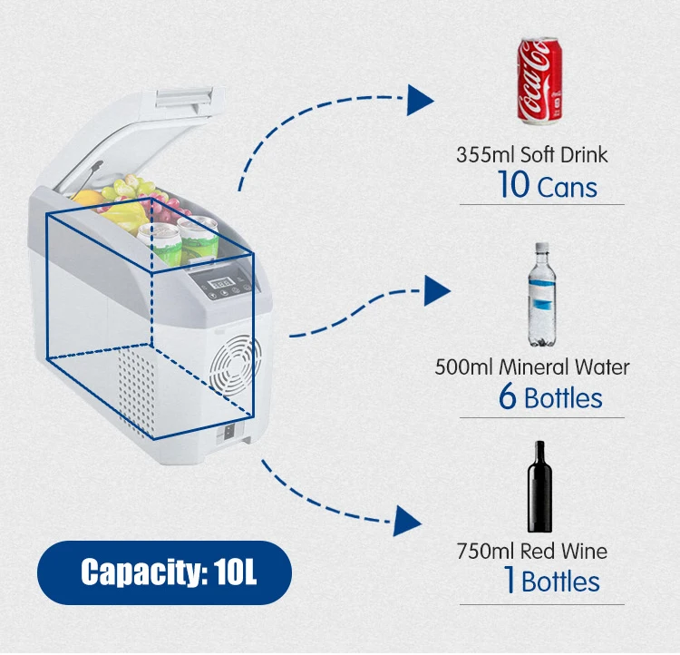 Colku DC-10F Car Fridge Armrest Freezer 12V Car Refrigerator 10L Mini Cooler Box