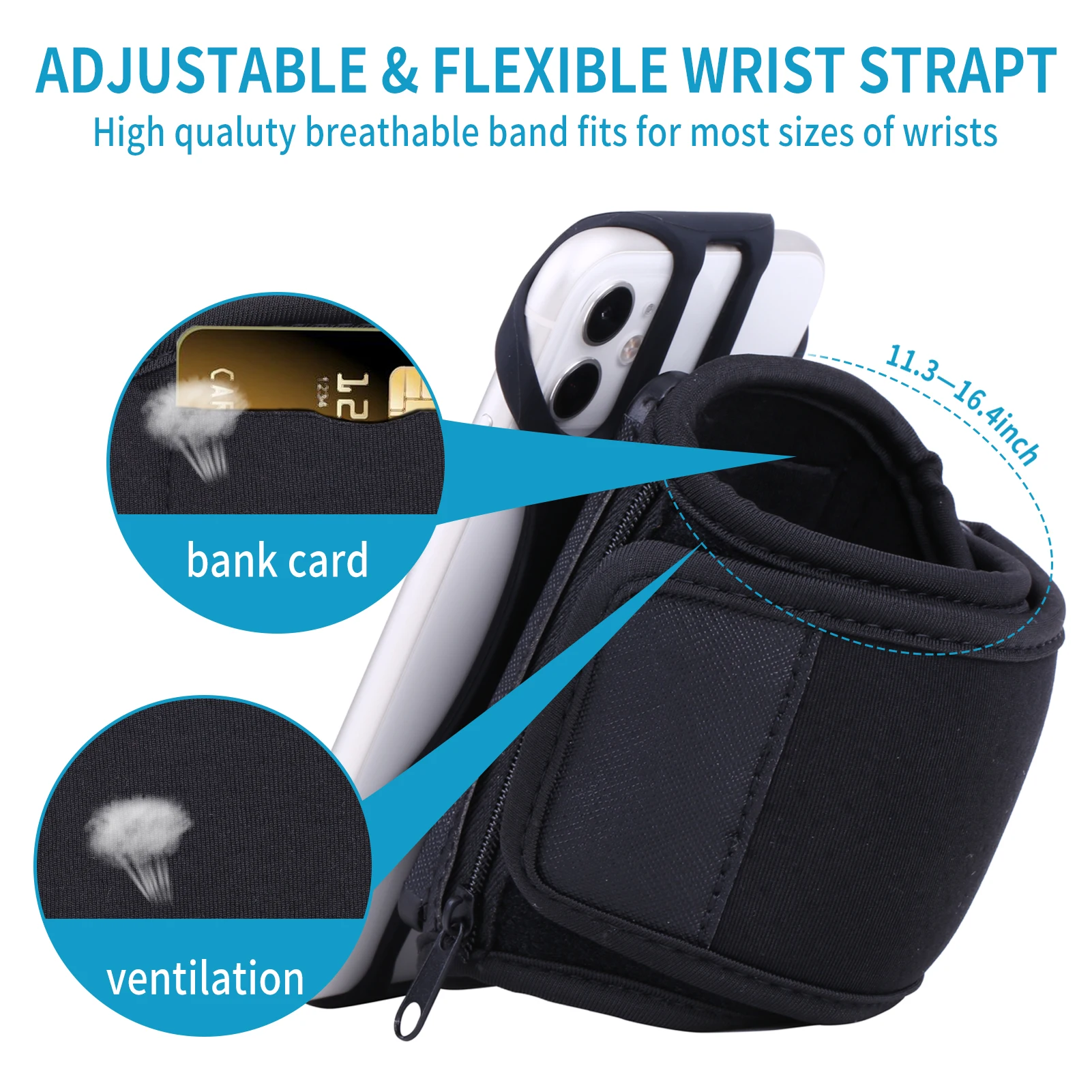 Pols mobiele telefoon houder | telefoon verstelbare armband | comfortabele sport polstas, pols telefoon standaard, 360 graden rotatie sport armband