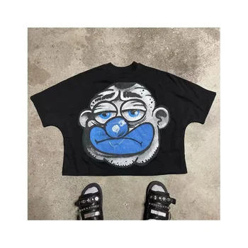 Custom LOGO Wholesale  Drop Shoulder Men's Boxy T-shirts Graphic Heavy Weight Cotton Streetwear Boys Cropped Boxy Fit t shirt