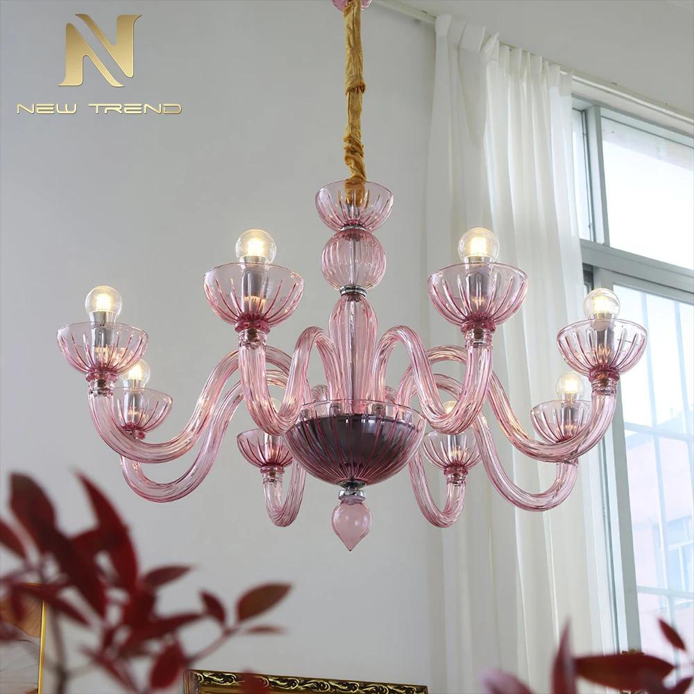 CPL-464 Modern French Pastel Color Murano Glass Chandelier – Artistic Luxury Pendant Light for Villa Dining