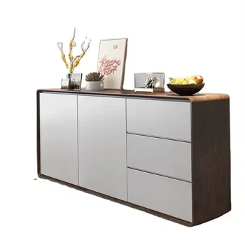 Modern Simple Walnut Sideboard Living Room Home Storage Cabinet Solid Wood Storage Cabinet