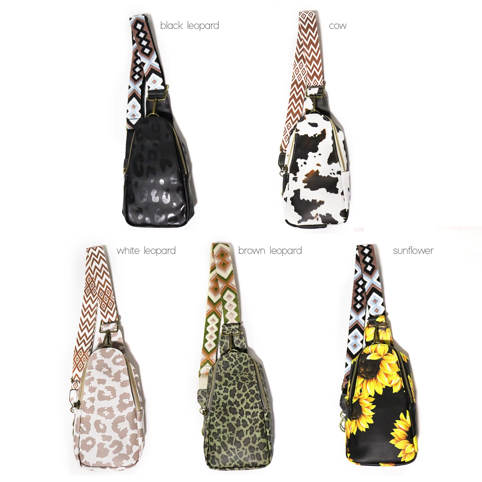 Vegan Leather Sling Bags With Boho Guitar Straps Personalized Fanny