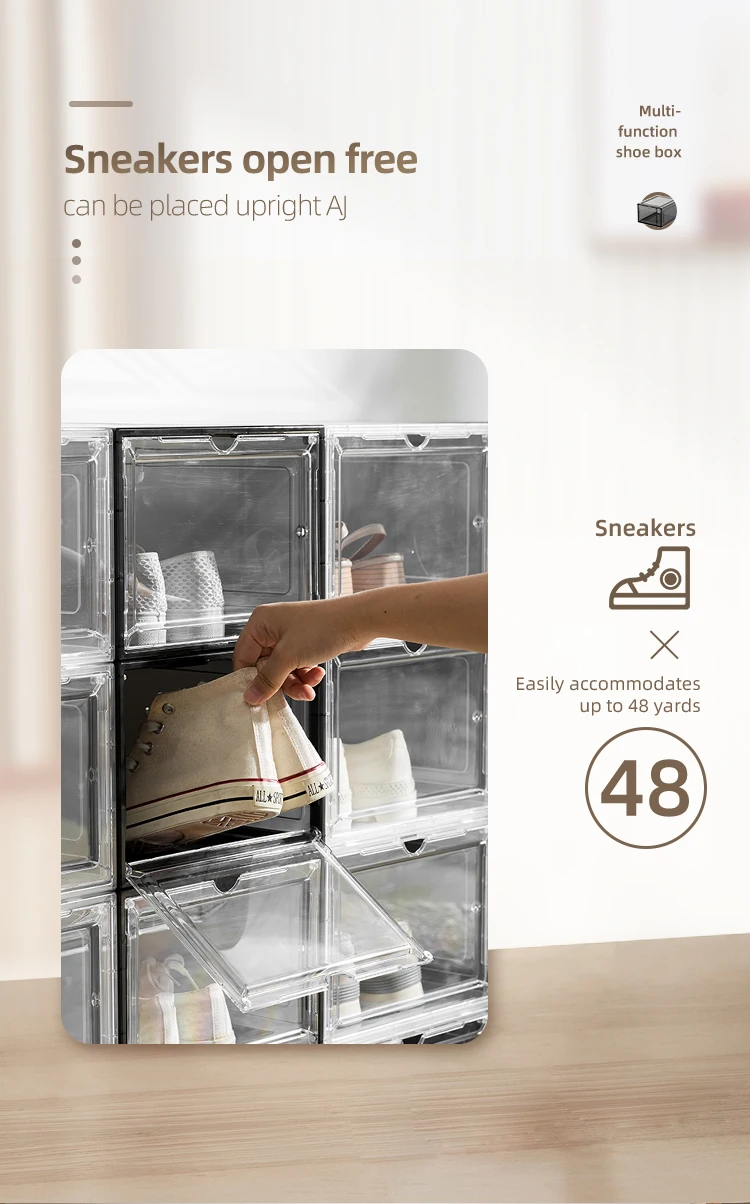 Imode Custom Logo Drop Front Opening Shoe Storage Box Shoe Display Case Sneaker Storage Bins