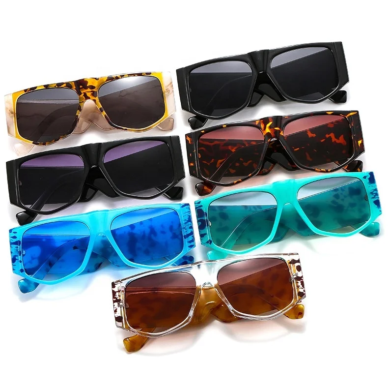 Unique Irregular Polygon Leopard Print Frame Sunglasses for Women Luxury Brand Oversized Sun Glasses Men Vintage Wide Leg Shades