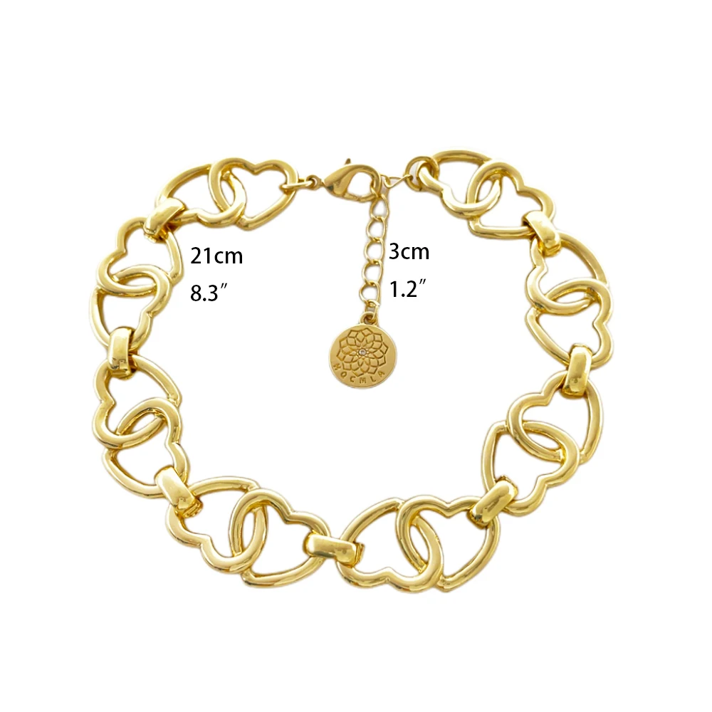 product new 18k gold plated heart link buckle charms classic style alloy bracelet for anniversaries wholesale jewelry-1