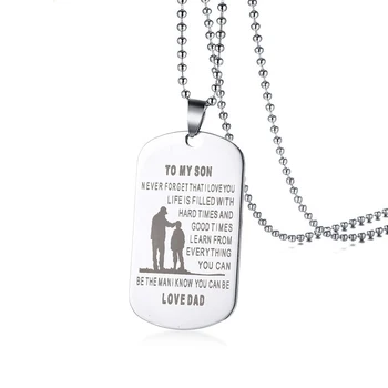 Personality Men's Necklace Father Son Men's Gift Stainless Steel Pendant With 60cm Chain