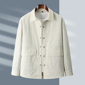 Custom Label Men's New Fashion Plus Size Men's Shirt Plaid Jacket Jacket White Casual Jacket
