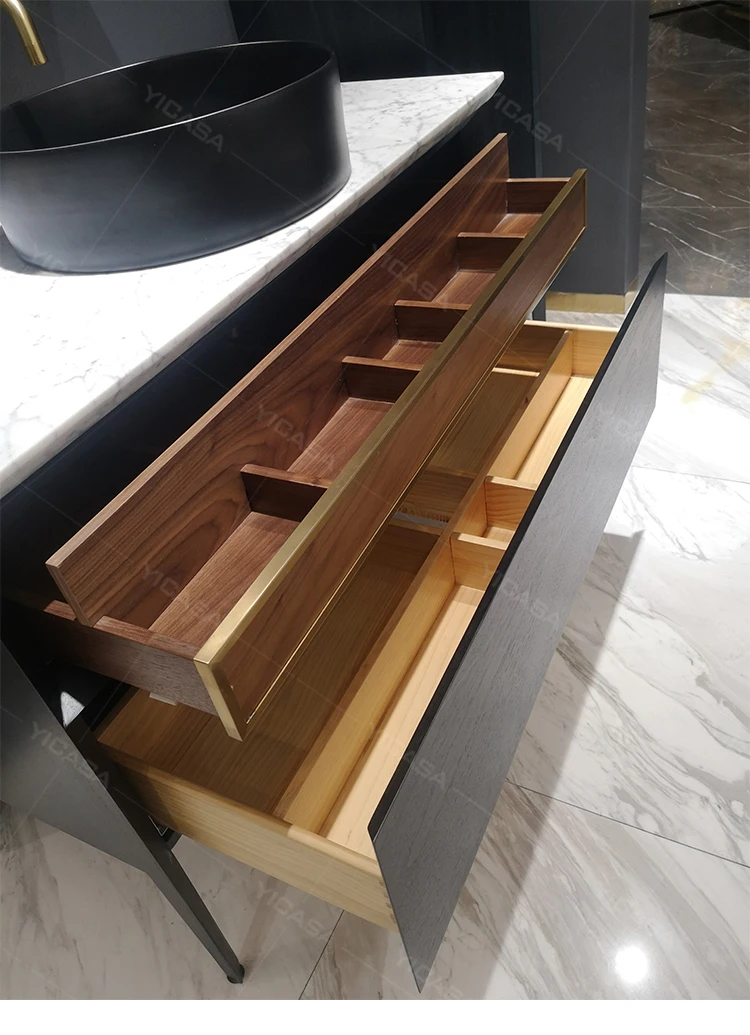 Luxury Hotel Modern Bathroom Furniture Set Calacatta Natural Marble Countertop Bathroom