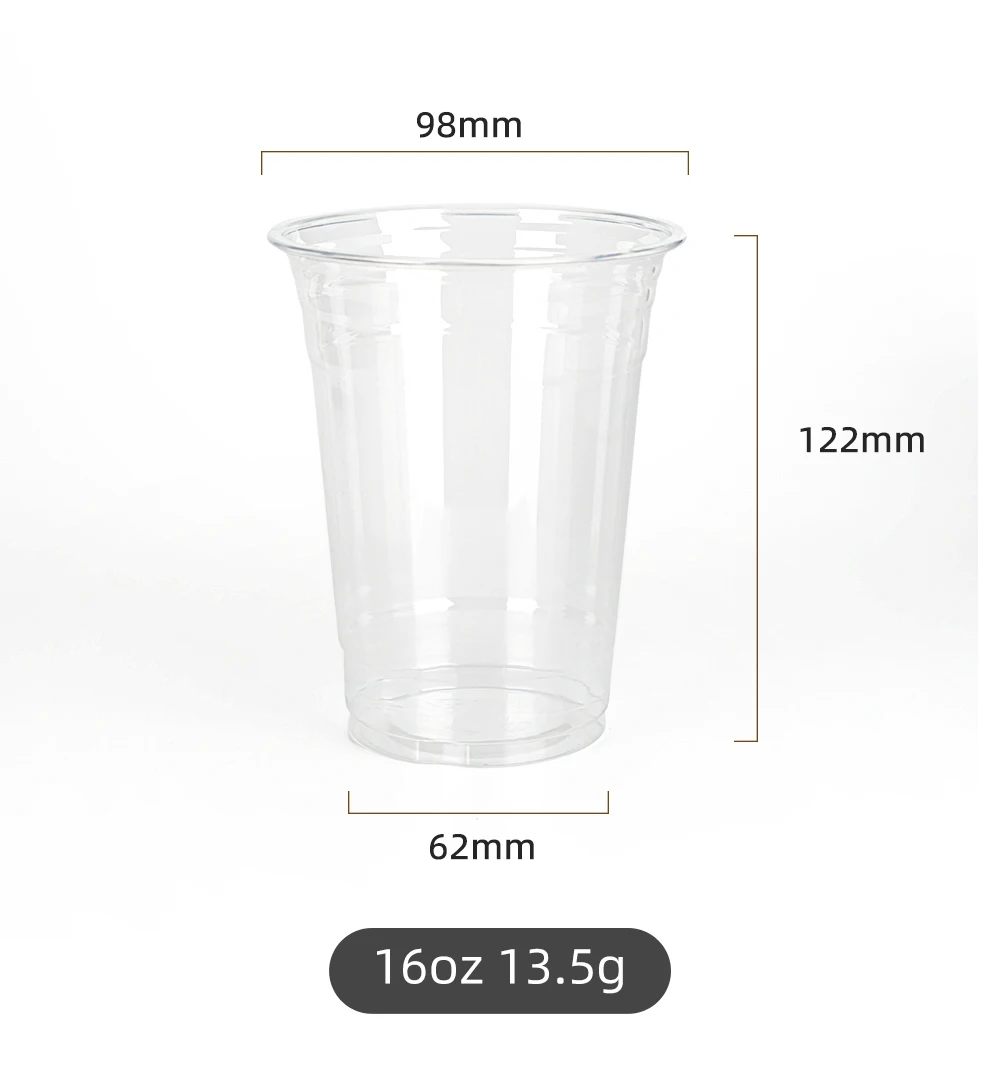 Custom logo 9 10 12 14 16 18 20 22 24 oz Bear clear Cups Disposable PET Cold Drink Cups Ice Coffee Plastic Cups with Lids