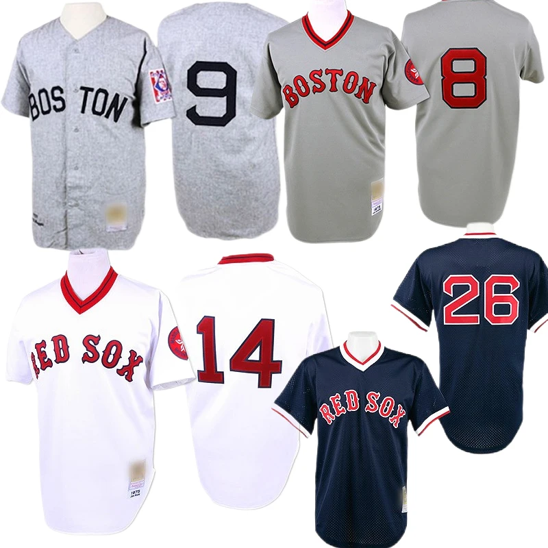 Wholesale Men's Boston Throwback Red 3 Jimmie Foxx 9 Ted Williams Carl  Yastrzemski Jim Rice Wade Boggs Fred Lynn Carlton Fisk jersey From  m.