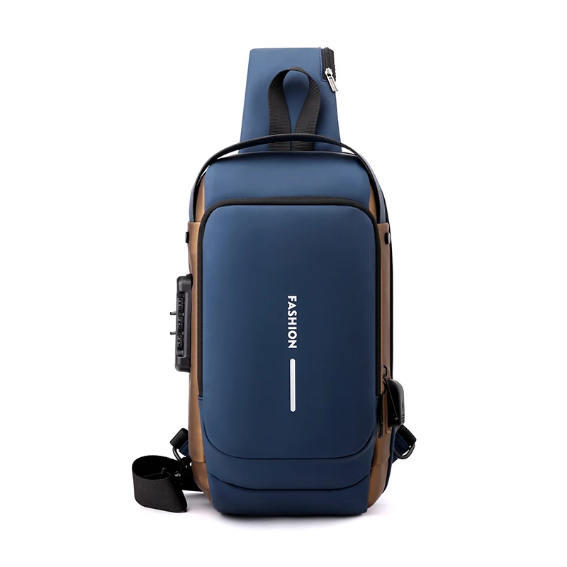 anti theft travel bag for men Men's Anti-Theft Chest - Blue quality Nylon and Polyester Fabric / FEATURES Men's Anti-theft Waterproof Crossbody Sling