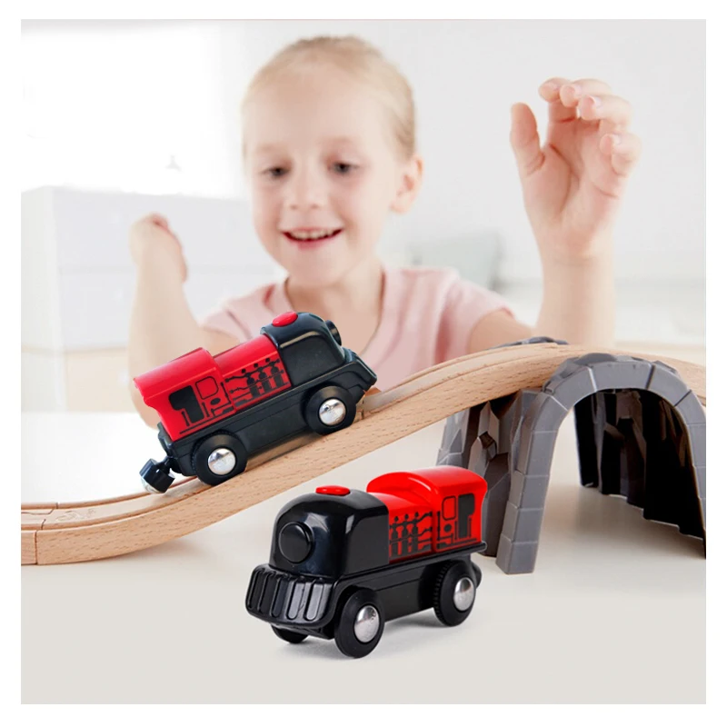 Wooden Train Set Trains Track Toys Electric Train Car With Battery ...