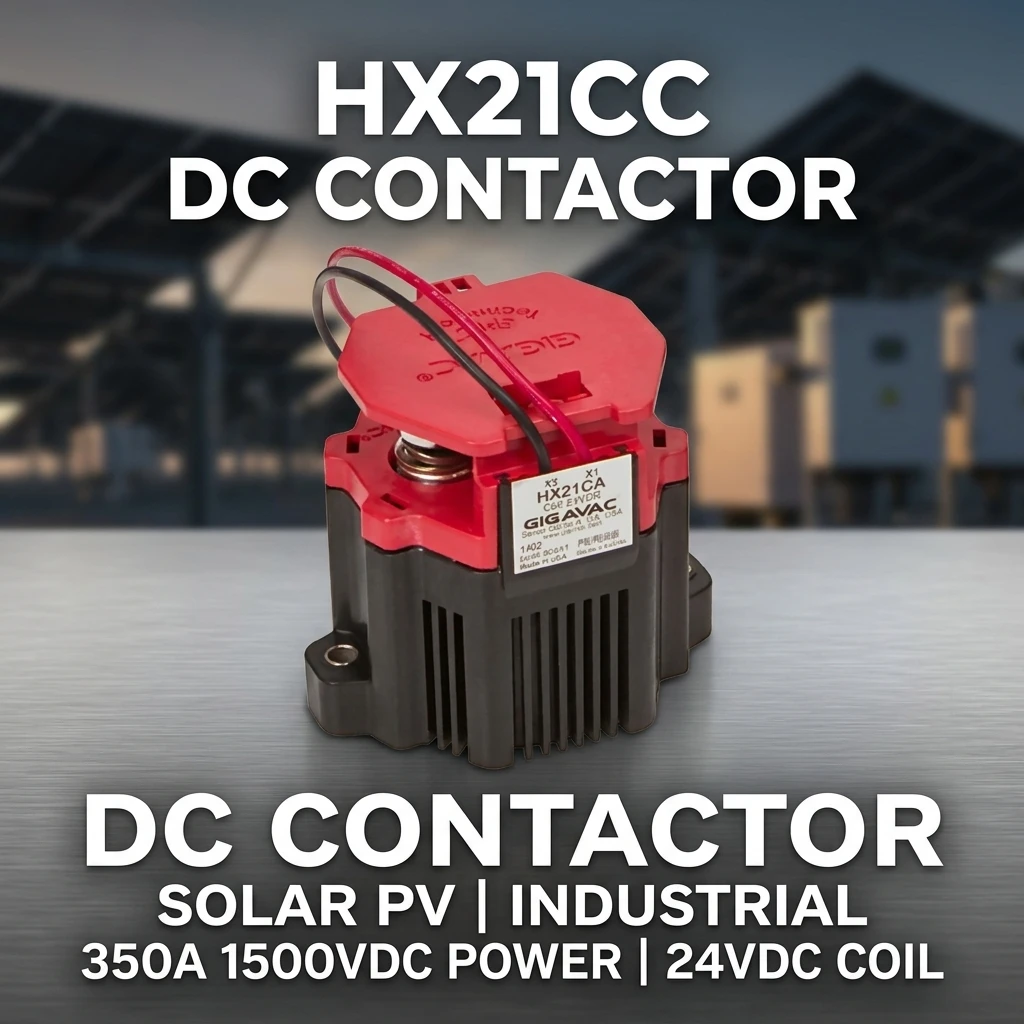 HX21CC สำหรับเซนซ์ตา-จิกาแวก คอนแทคเตอร์แบบกระแสตรง (DC) ระดับพรีเมียม 350A, 1500VDC, ขดลวด 24VDC สำหรับระบบโฟโตโวลเทอิกพลังงานแสงอาทิตย์ (Solar Photovoltaic) ขายส่ง