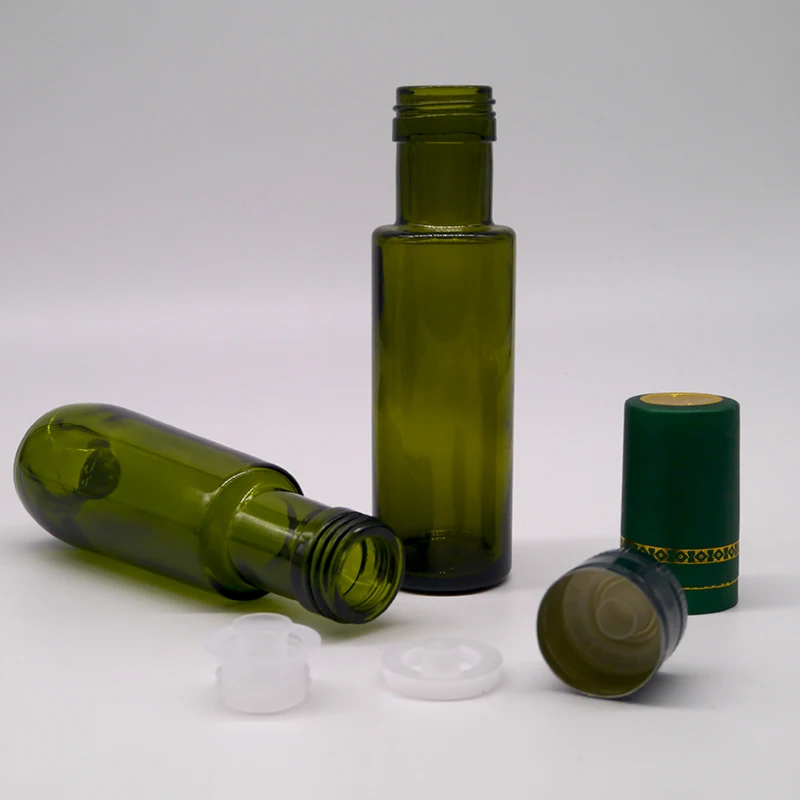 Bottiglie Per Olio In Vetro Verde Da 1000ml - Set Di 10 Con Tappi, Riutilizzabili